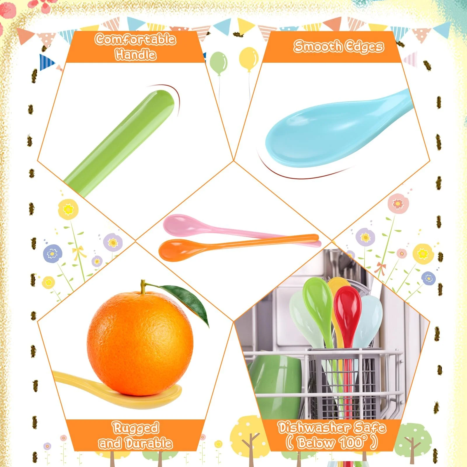 Ложки, набір 12 штук, довгі, різнокольорові, фото №3