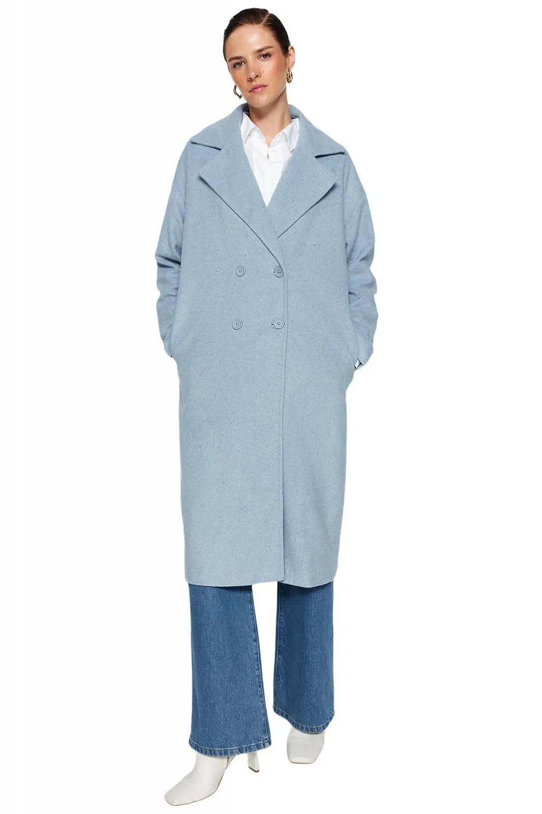 Пальто TRENDYOL Прямого Кроя Длинный Рукав, фото №4 Пальто TRENDYOL Прямого Кроя Длинный Рукав, фото №4