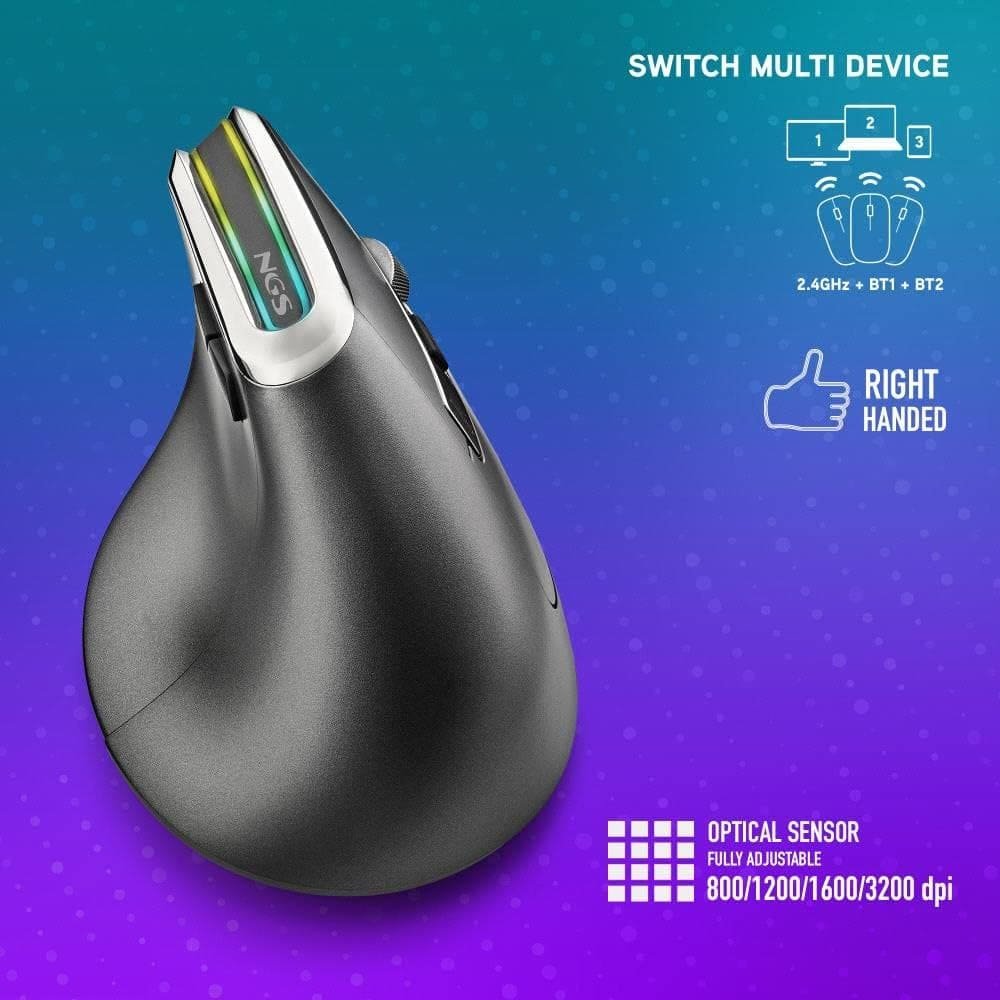 Безпровідна миша NGS Evo Karma / канал 2.4 ГГц / 1600 DPI / 3 кнопки / Чорно-сіра, фото №7