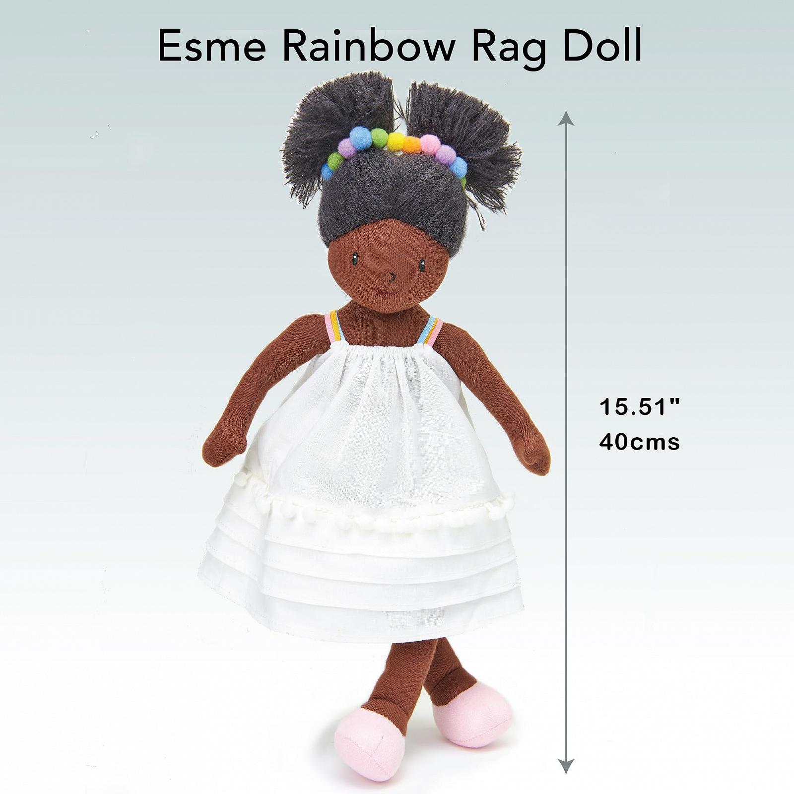 Лялька ThreadBear Design Esme з білою сукнею та райдужними помпонами для дітей від 3 років, фото №7