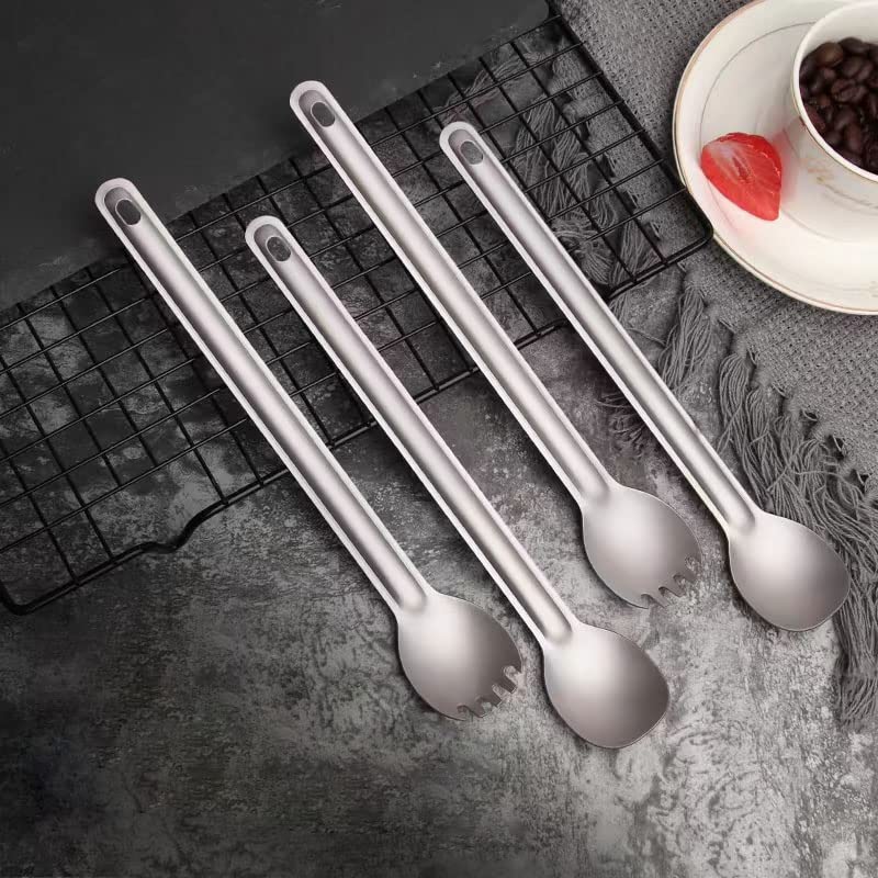Комплект RISON-Titanium з 2-х титанових туристичних столових приборів, ложка-виделка 2 в 1, фото №3