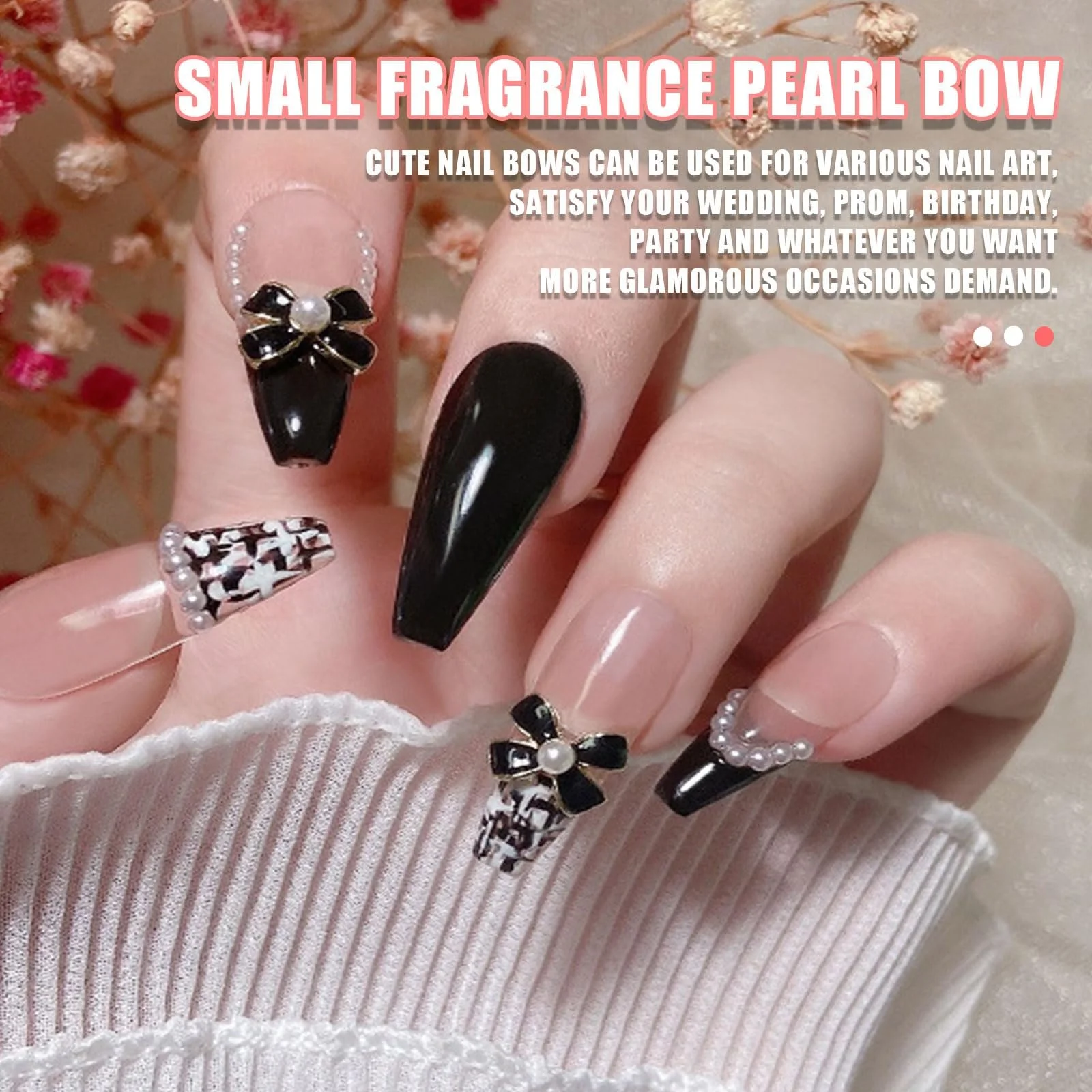 Украшения для ногтей Бантик 40 штук Черный Белый Металлические украшения для ногтей Бантики для дизайна ногтей, фото №5