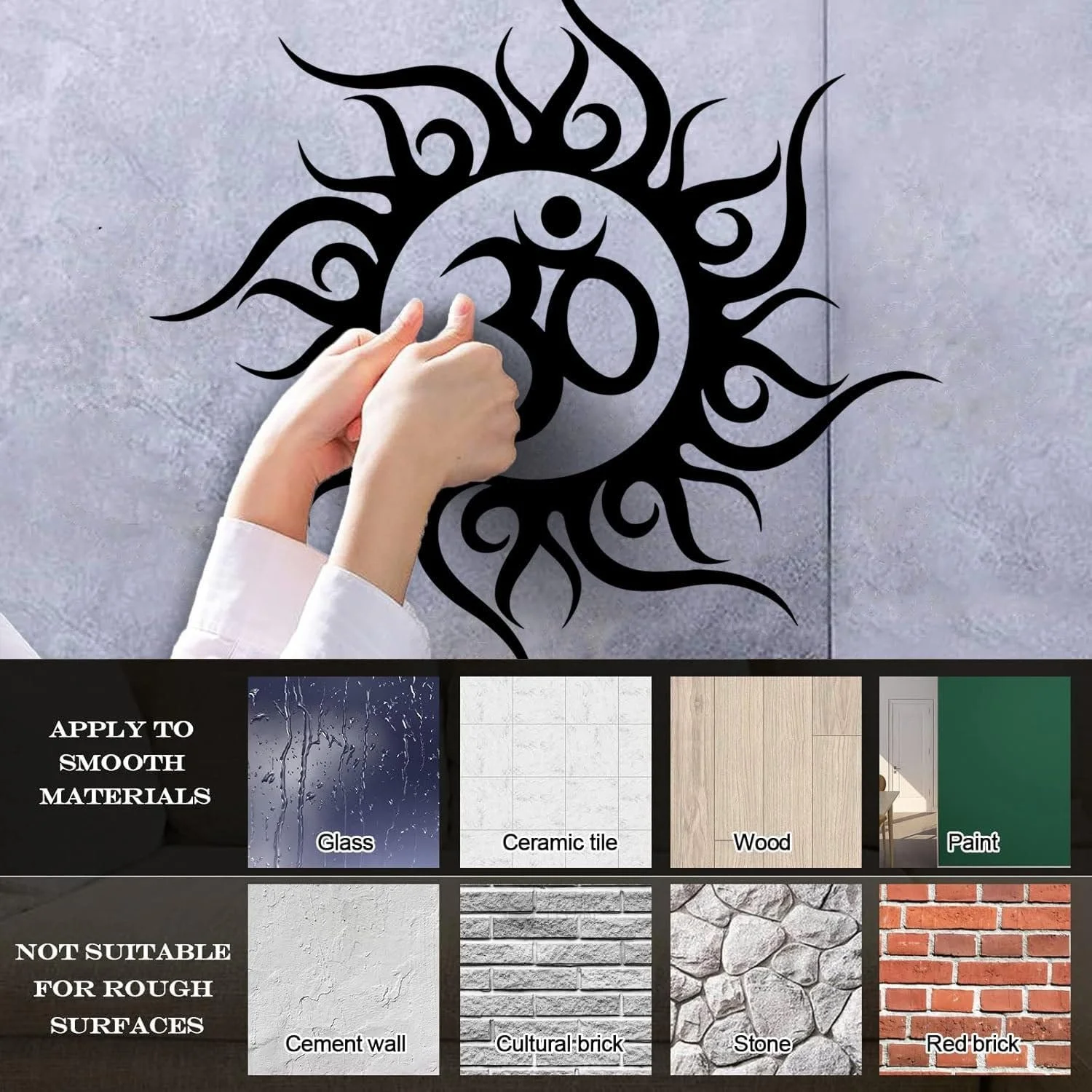 Наклейка на стіну Om Symbol Yoga S 30x30 см Black, фото №5 Наклейка на стіну Om Symbol Yoga S 30x30 см Black, фото №5