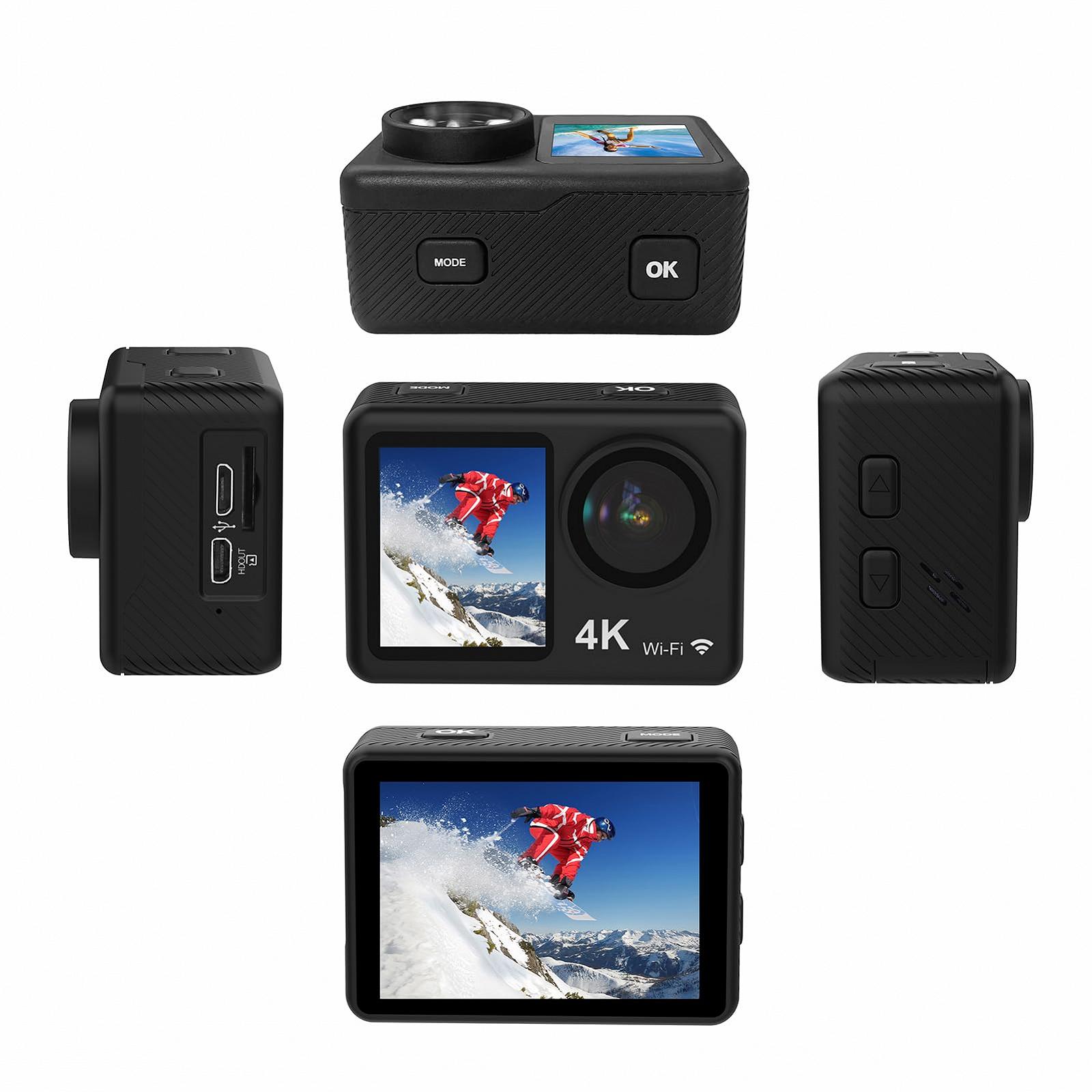 Екшн-камера Andoer 4K 60FPS 24MP WiFi Спортивна Екшн-камера 170° ширококутний об'єктив Два екрани Анти-тремтіння 30M Водостійка, фото №4