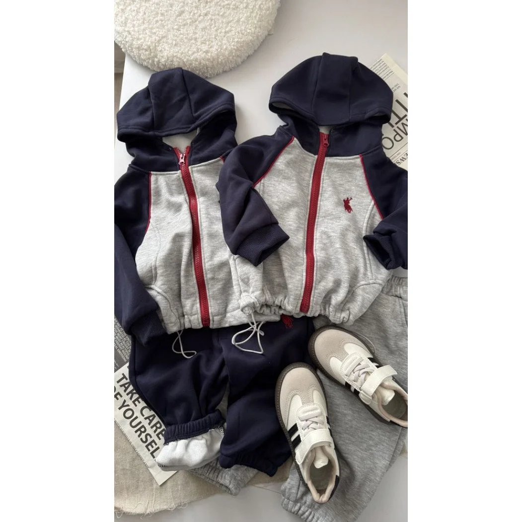 Костюм теплий спортивний хлопчику від 80 до 120 см на плюші з капюшоном, фото №2 Костюм теплий спортивний хлопчику від 80 до 120 см на плюші з капюшоном, фото №2