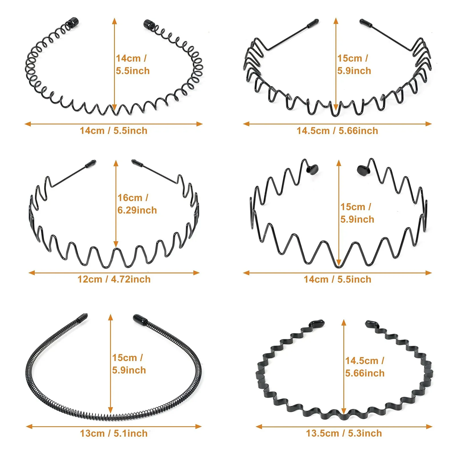 Набір з 6 металевих обручів для волосся, фото №8