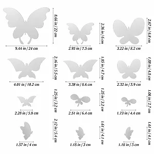 Дзеркальна 3D наклейка на стіну VORCOOL Butterfly акрилова 60 х 40 см срібляста synthetic.ua - Фото 1