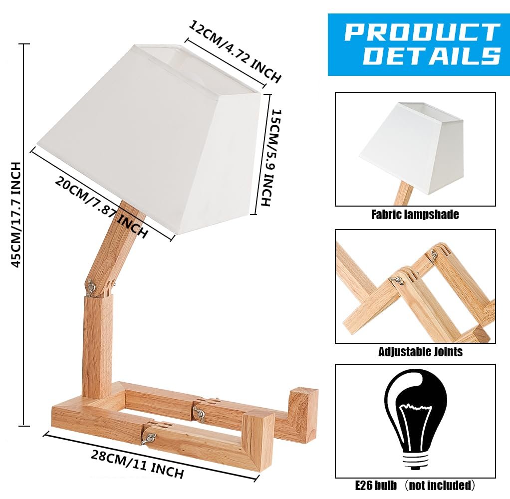 Настільна лампа Robot Дерев'яна Димер Square Lampshade, фото №3