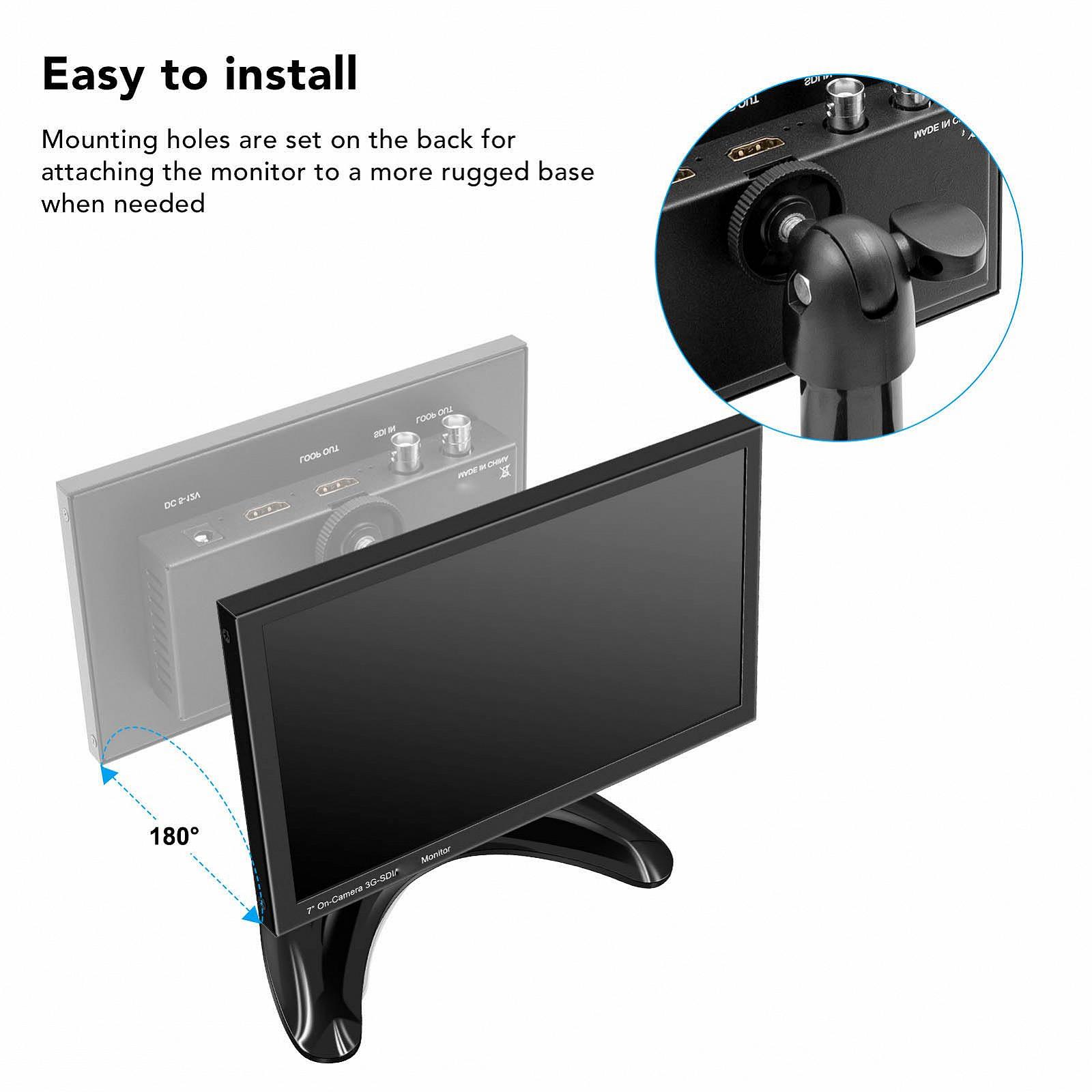Монітор LCD TFT 7 Inch HD 1024 x 600 AV VGA Вбудований звук Чорний (EU Plug), фото №6