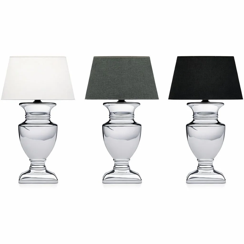 Настільна лампа Ceramic Silver Base Grey Fabric Shade 35 см, фото №8