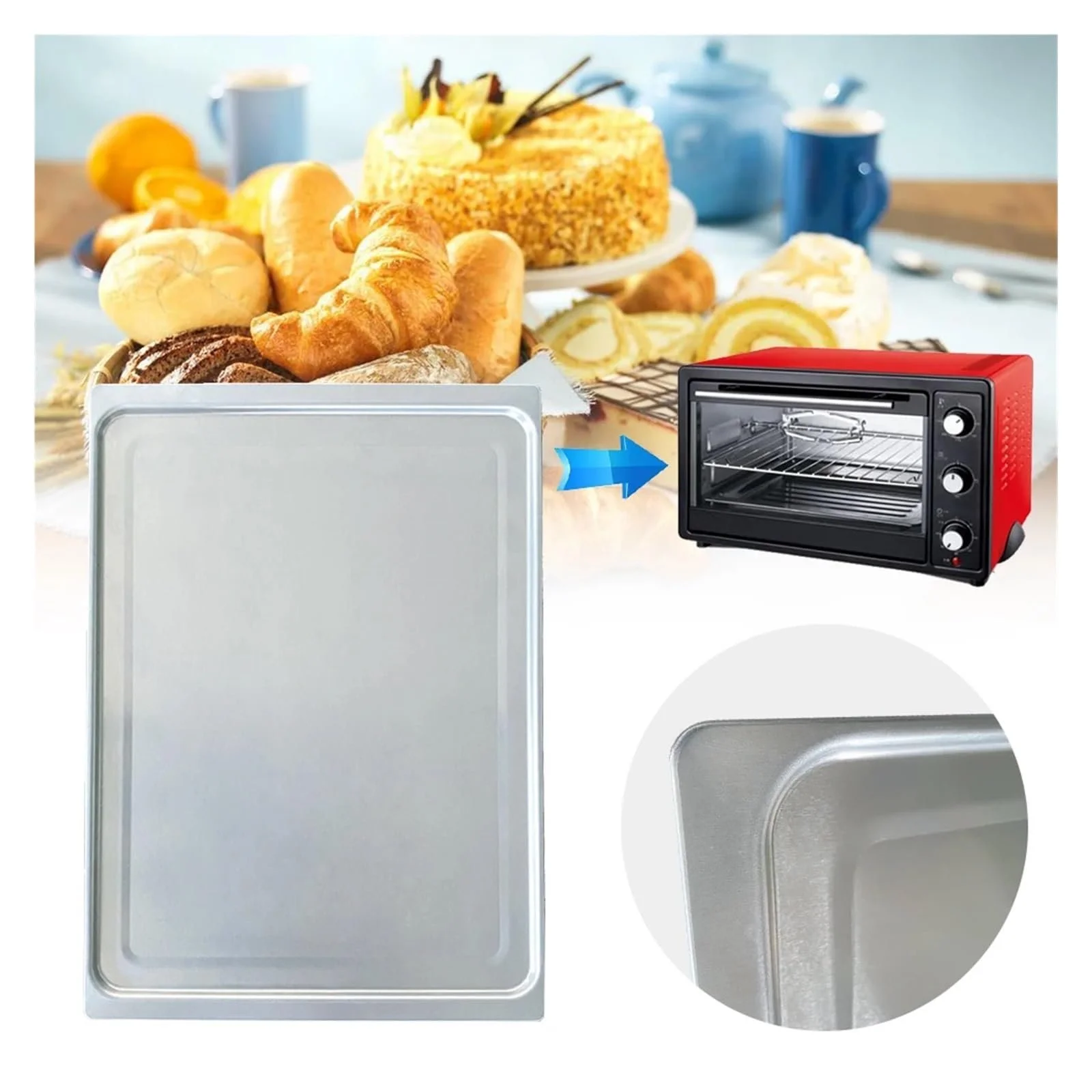 Противень для выпекания алюминиевый сплав прямоугольный антипригарный, фото №3