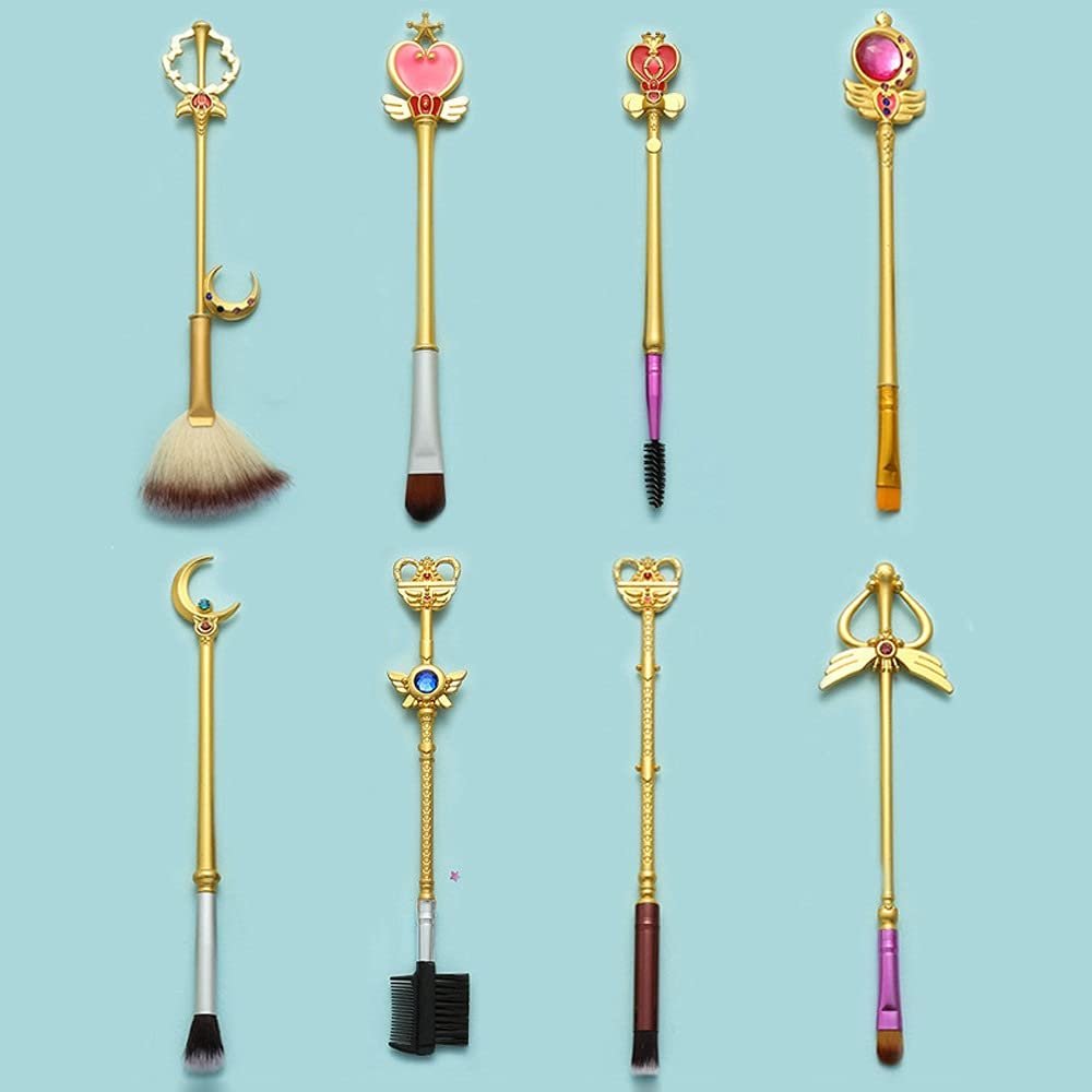Набір кистей для макіяжу LXWLXDF Sailor Moon 8 шт, Gold/Rose Gold Cardcaptor Cherry Blossom з рожевою сумкою, фото №4