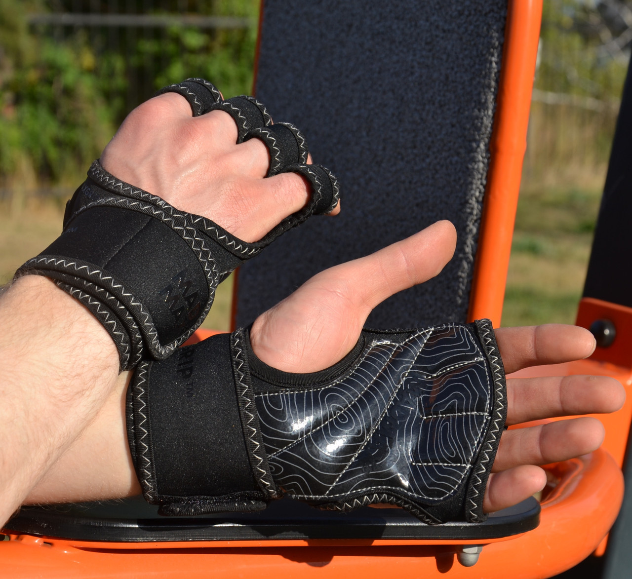 Рукавички для фітнесу MadMax MFG-303 MAXGRIP neoprene wraps Black/Grey L/XL, фото №5