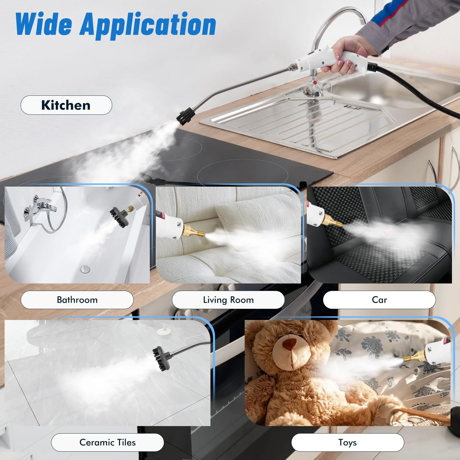 Пароочисник Sararoom 2500 W 3 Bar 1.2 L 9 рівнів регулювання, фото №7 Пароочисник Sararoom 2500 W 3 Bar 1.2 L 9 рівнів регулювання, фото №7