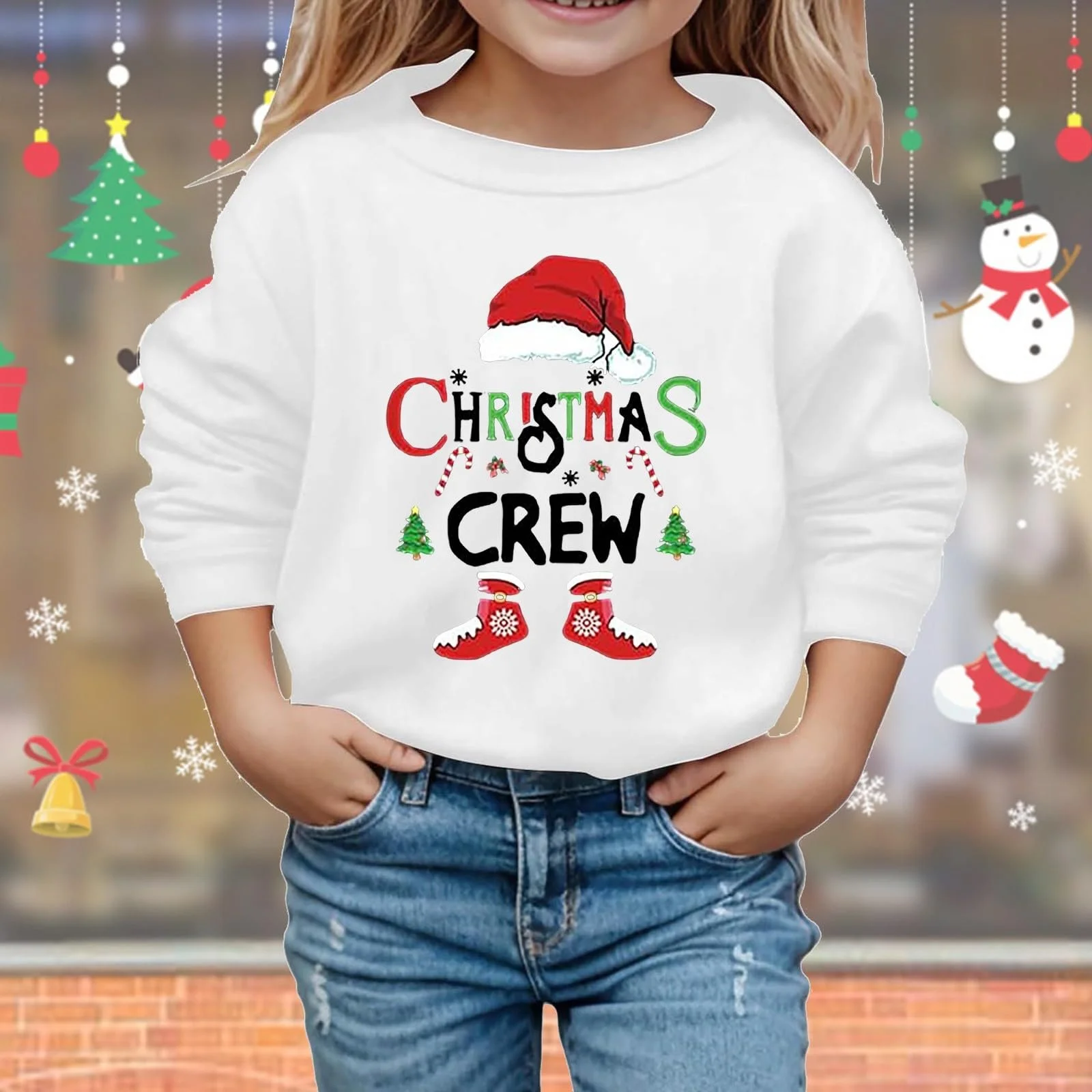 Рождественский джемпер для мальчиков 116, свитшот 86 - детский свитер с длинными рукавами и круглым вырезом, с буквенным принтом, легкая блузка, фото №3