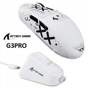 Мышь Attack Shark G3Pro White 25000DPI PAM3311 Wireless Bluetooth с зарядной базой - Фото 1