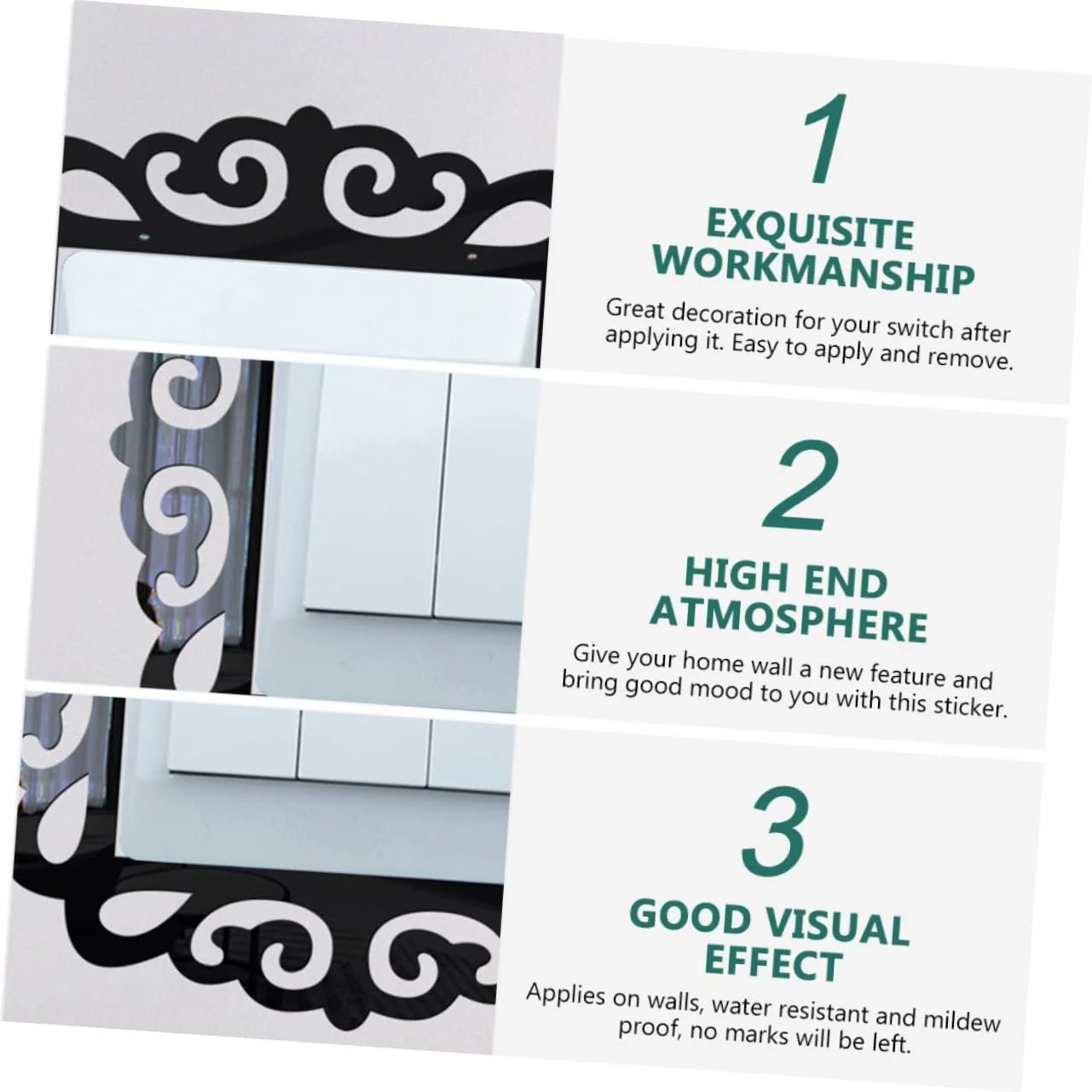 Наклейки на стену Zerodeko защитные для выключателей набор 3 шт. акриловые, фото №5