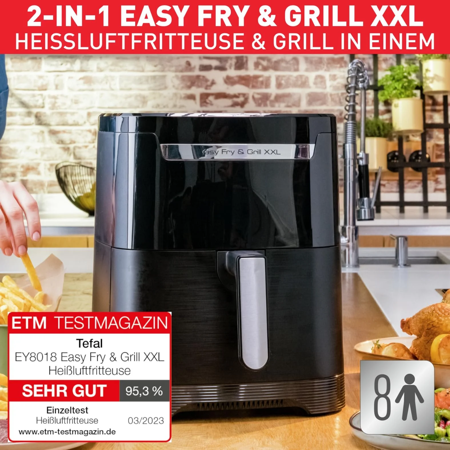 Мультипечь Tefal Easy Fry & Grill XXL EY8018 6.5 л 8 программ 80-220°C Flexcook Пластина-гриль, фото №3 Мультипечь Tefal Easy Fry & Grill XXL EY8018 6.5 л 8 программ 80-220°C Flexcook Пластина-гриль, фото №3