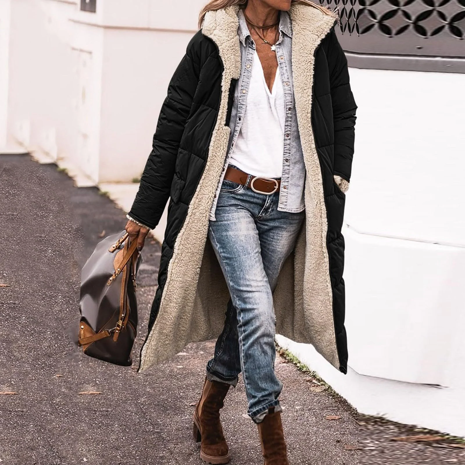 Куртка Teddy З капюшоном (Жіноча) Fashion Casual Зимова Довга, фото №3 Куртка Teddy З капюшоном (Жіноча) Fashion Casual Зимова Довга, фото №3