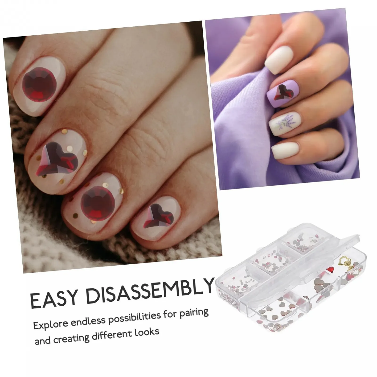 Украшения для ногтей Сердце из сплава, хрустальные бриллианты, 3D стразы (1 коробка), фото №7