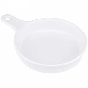 Форма для запікання керамічна кругла з ручкою термостійка біла - Фото 1