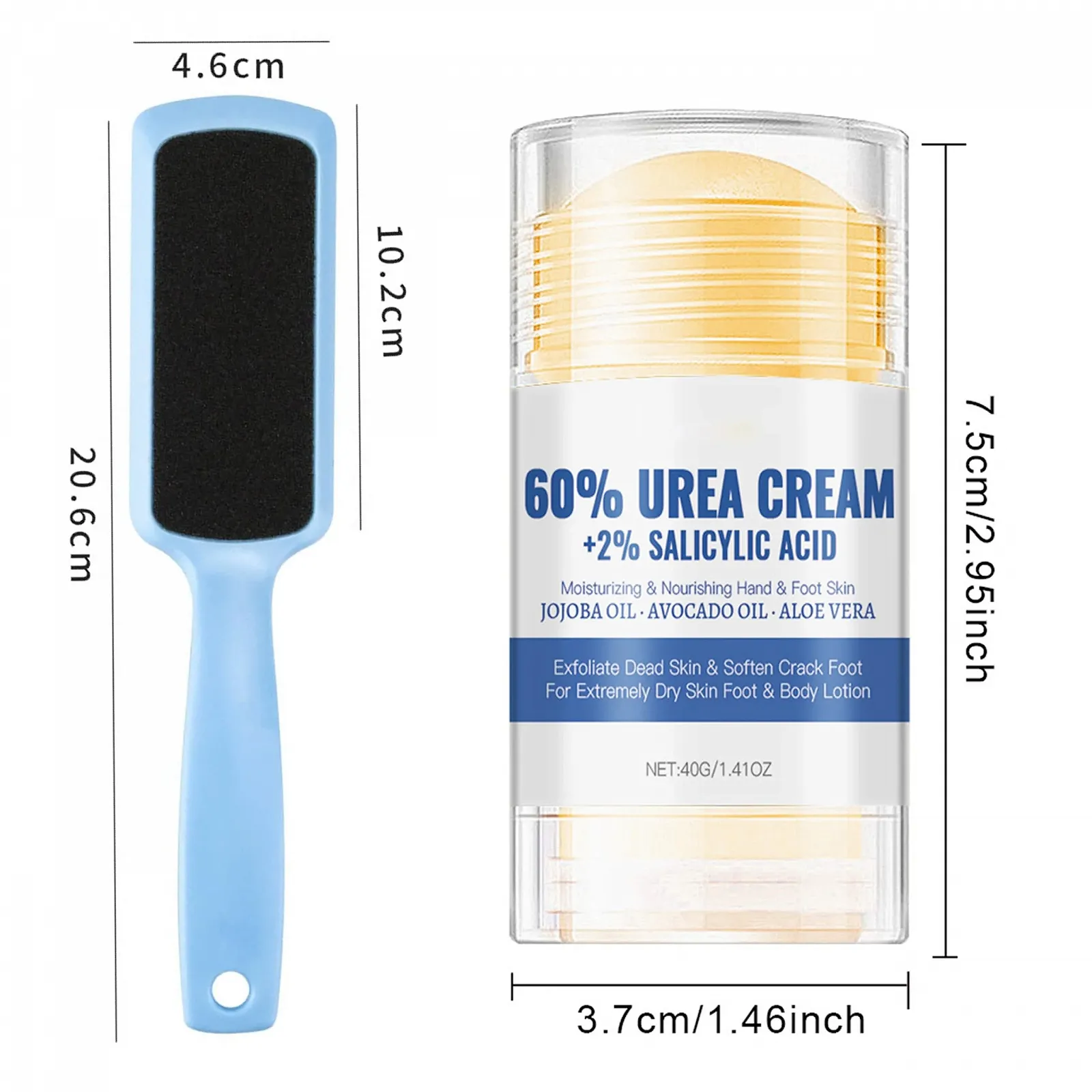Крем-стик для ног увлажняющий против трещин с мочевиной 60% и пилкой Blue 40 г + 40 г, фото №9