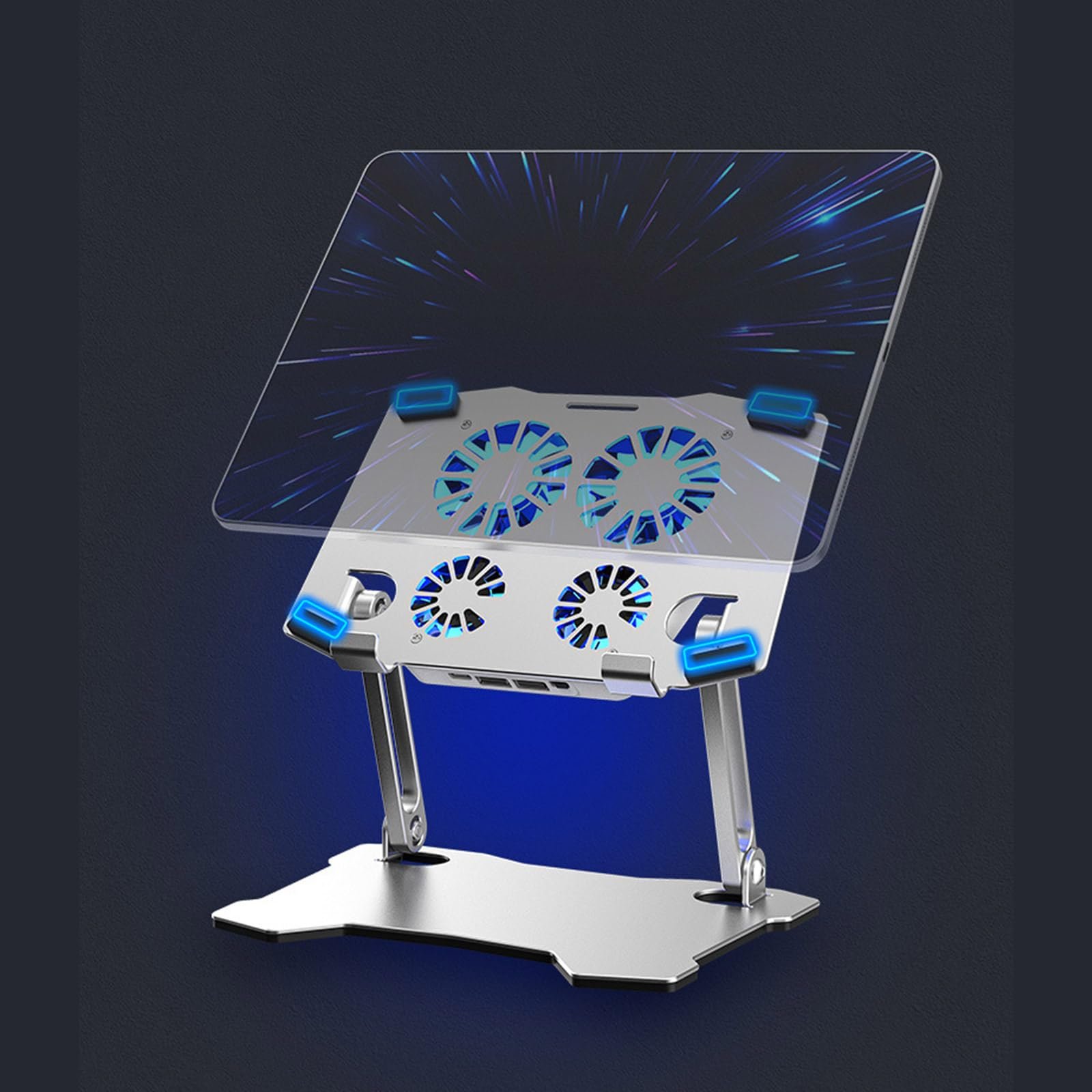 Підставка для ноутбука X16 з охолоджуючим вентилятором, зарядним портом Type-C, багатофункціональна, сплав, фото №5