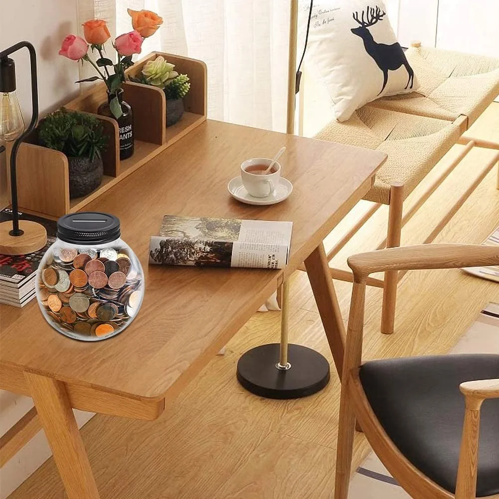 Скарбничка прозора Скляна 13.5x12 см для Euro монет, фото №5