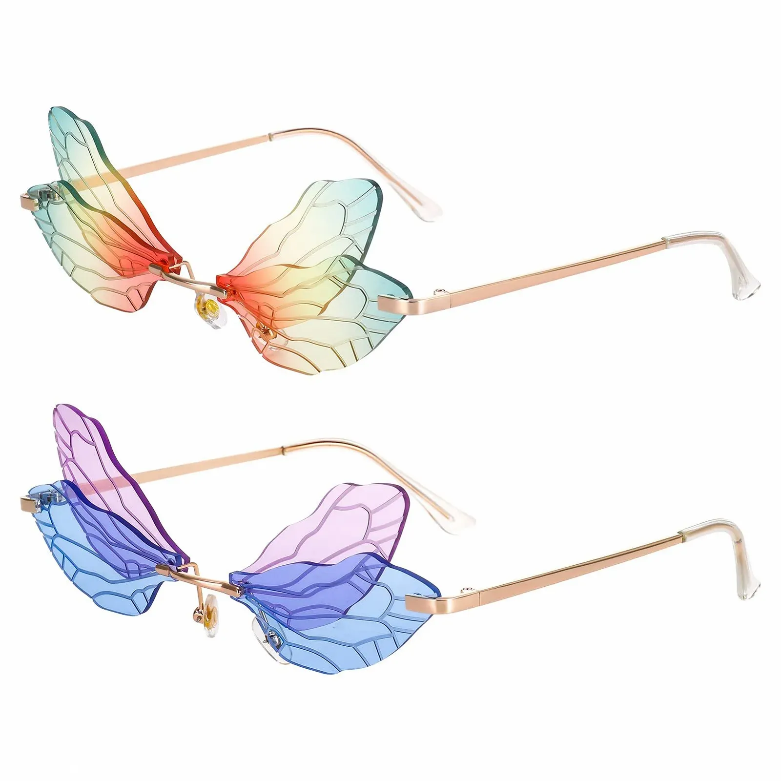 Солнцезащитные очки Без оправы FANTESI Dragonfly Женские Бабочка Красочные, 2 шт, фото №1