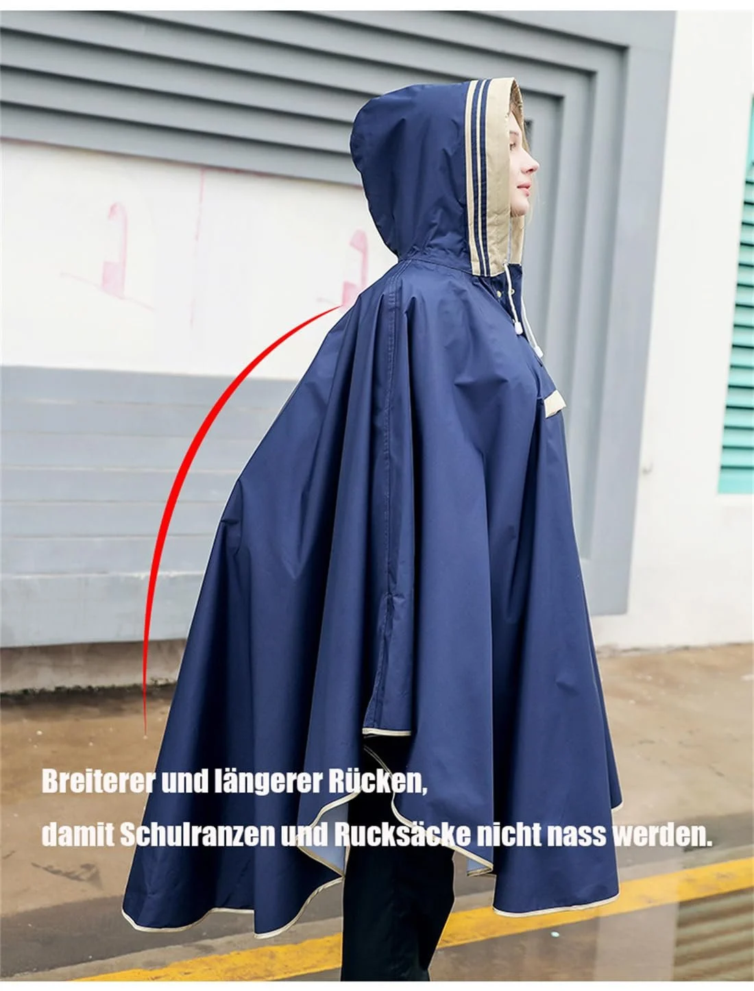 Дощовик ITODA Водонепроникний плащ-пончо з капюшоном, фото №3