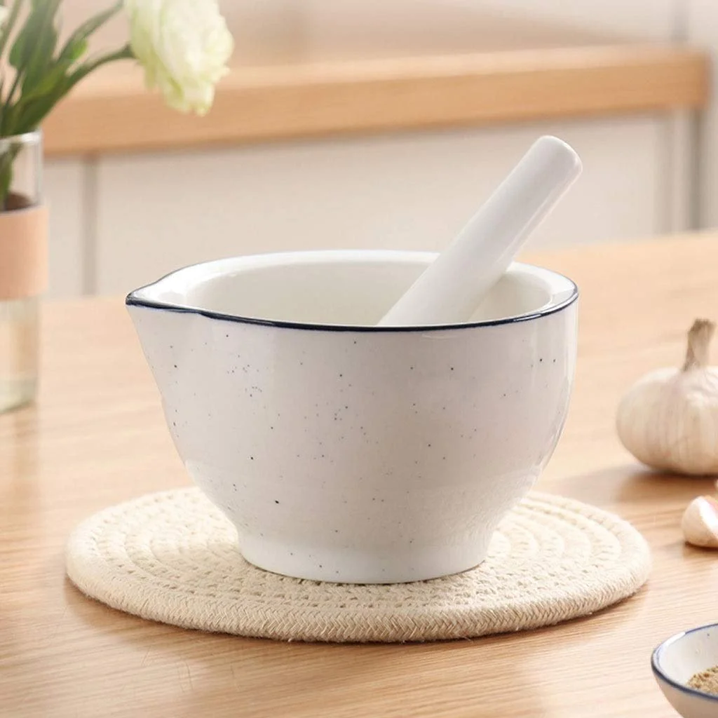 Ступка і товкачик керамічна ступка і товкачик порцеляновий подрібнювач спецій, миска, песто, фото №8