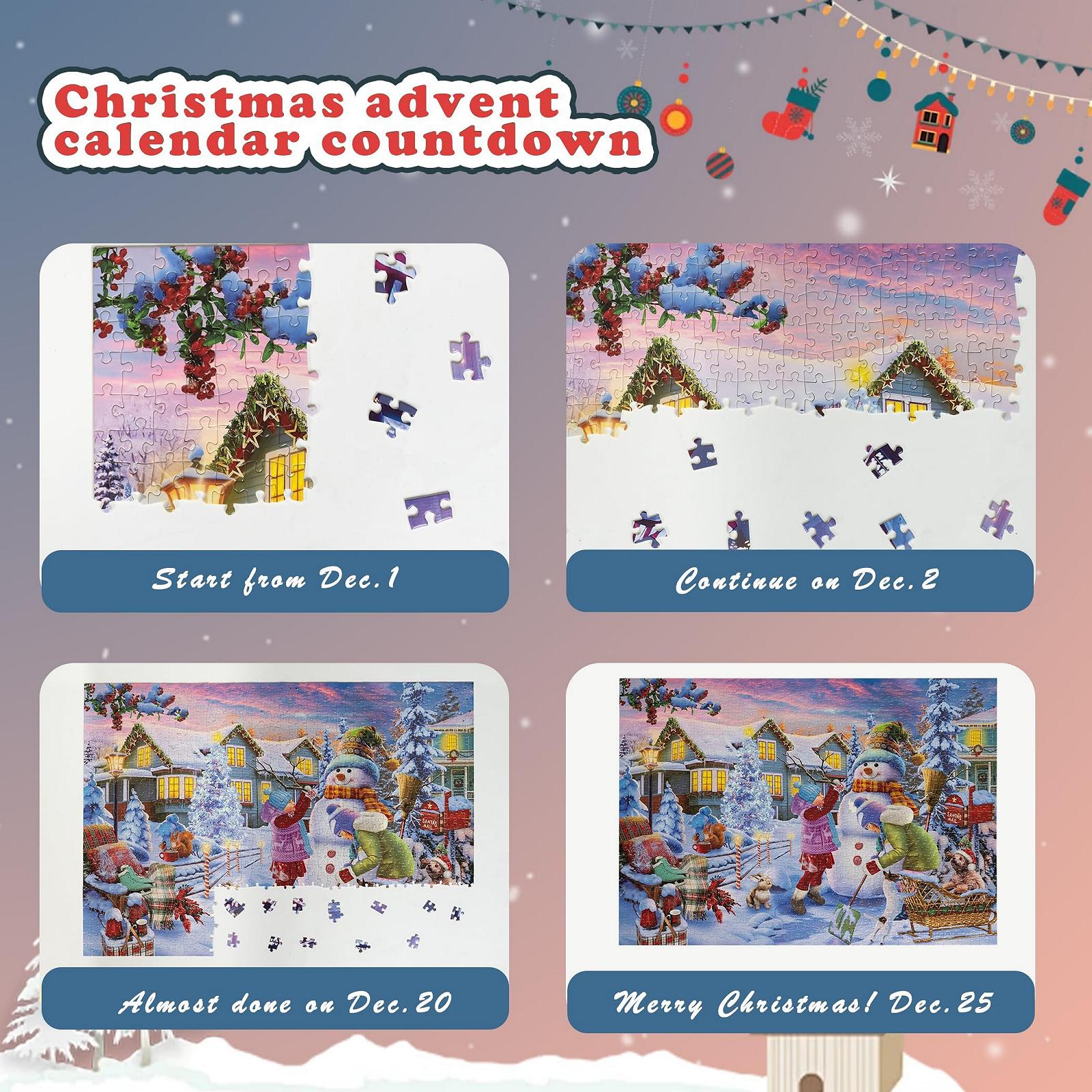 Адвент-календар Tektalk Countdown to Christmas 2024 Snowman Stacking 1008 елементів 70 x 50 см, фото №2