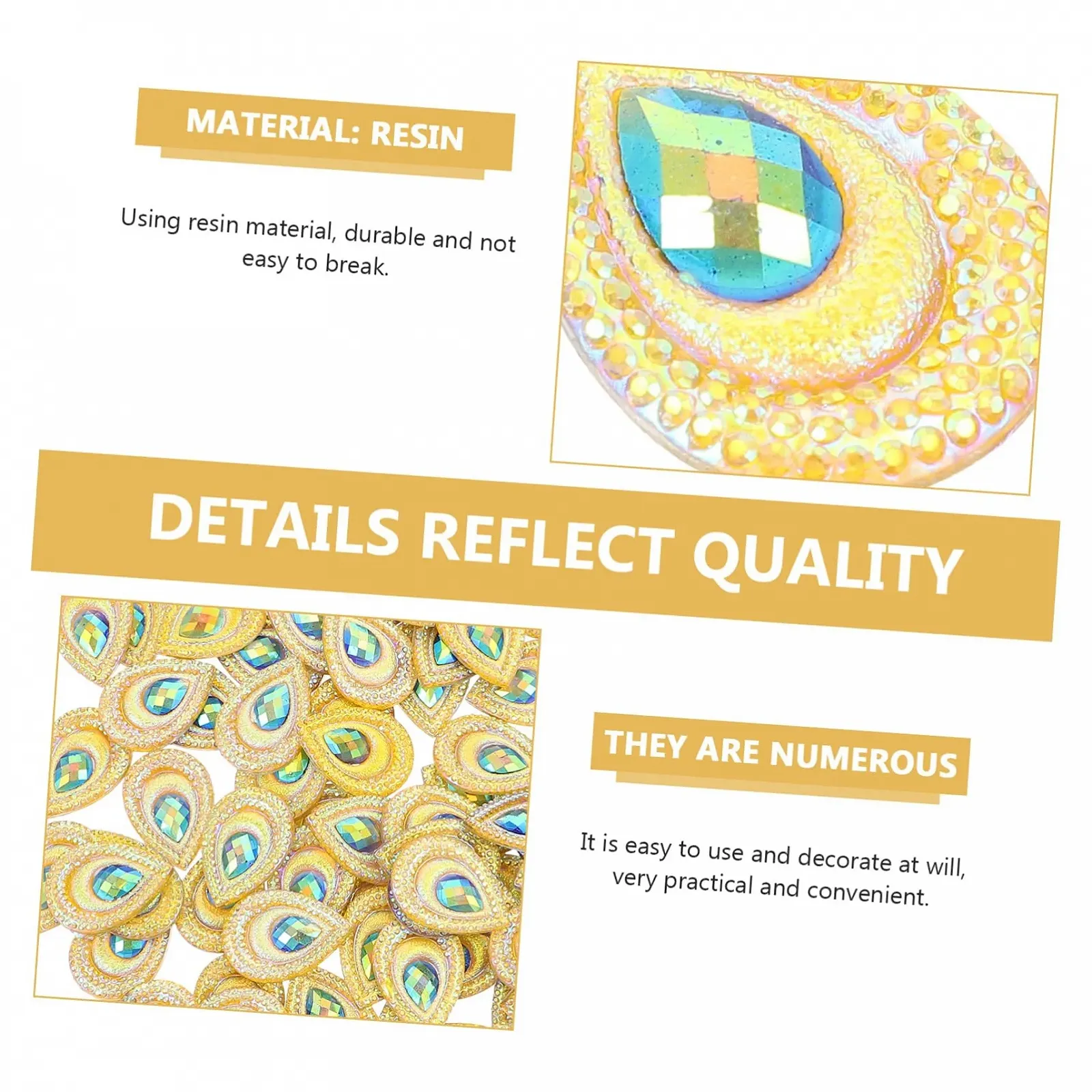 Стрази Крапля Lurrose. Золоті, фото №2