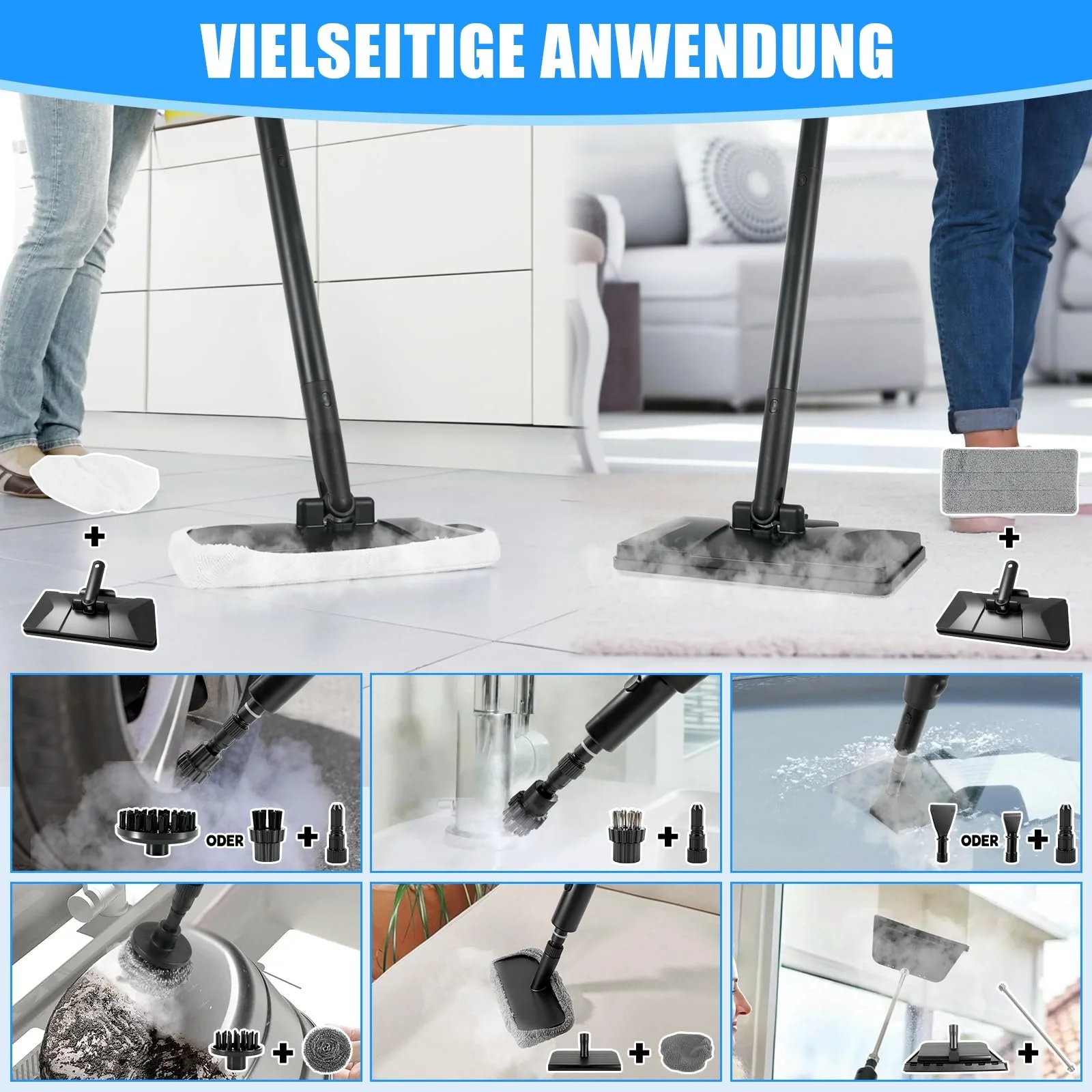 Ручний пароочисник 2500 Вт 1800 мл з 19 аксесуарами, фото №6 Ручний пароочисник 2500 Вт 1800 мл з 19 аксесуарами, фото №6