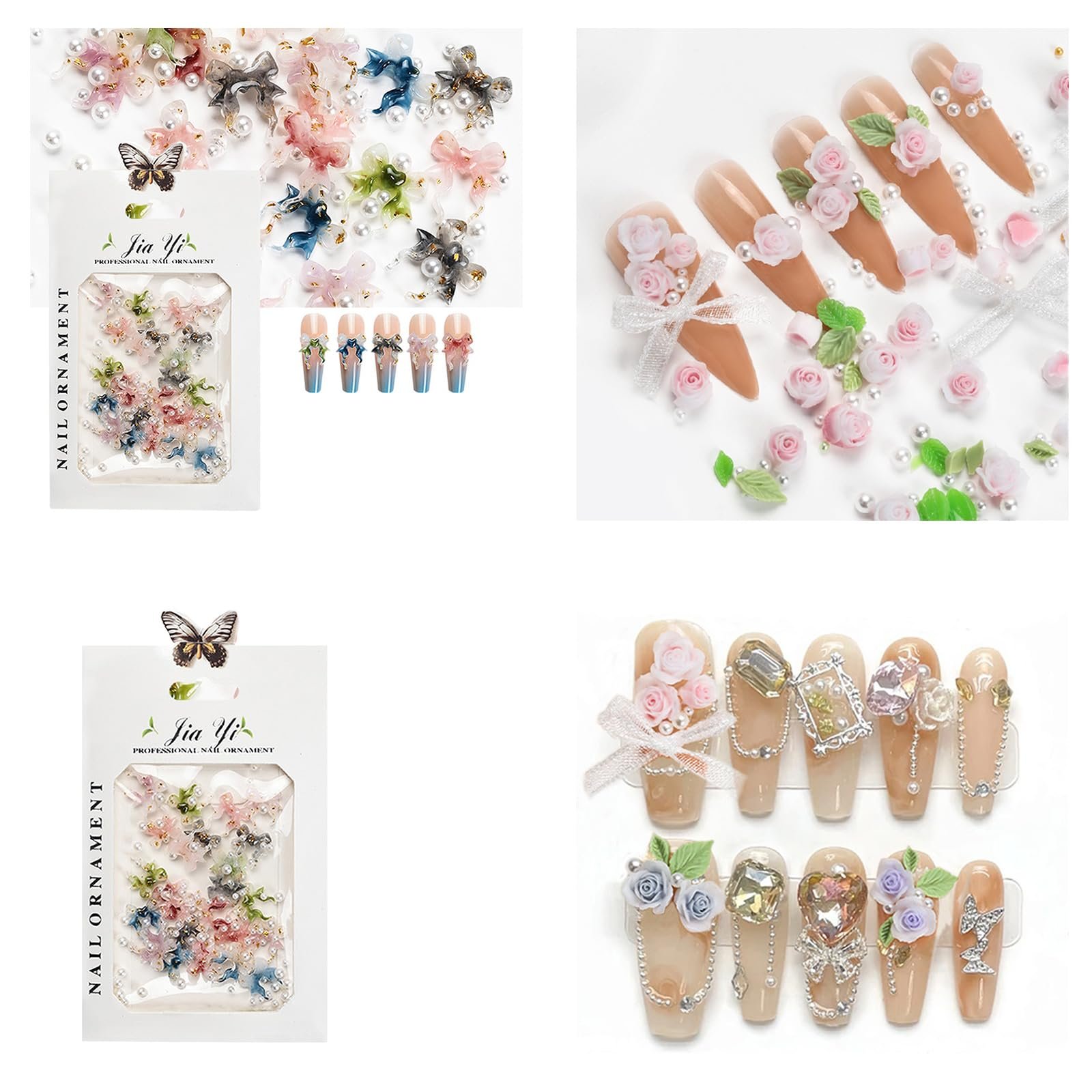 3D Квітка Перлини Троянда Манікюрні прикраси для нігтів, фото №2