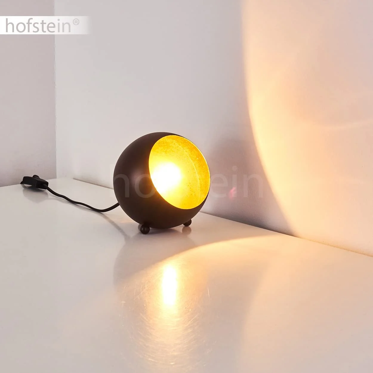 Настільна лампа Hajo сучасна металева приліжкова ретро 1 x E14 діаметр 15 см з вимикачем на кабелі Чорно-золота, фото №5