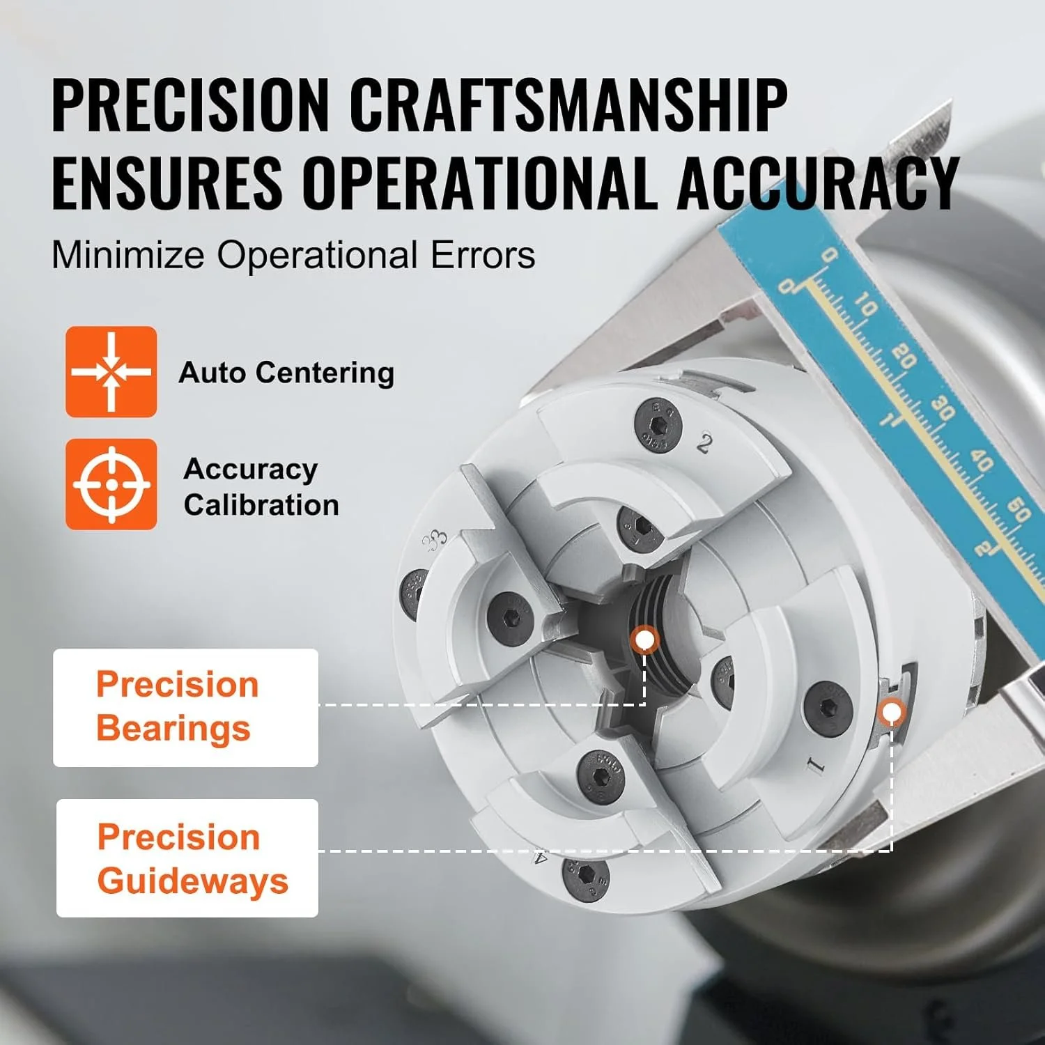 Токарный патрон VEVOR KP2-3/4 70 мм Серый, фото №3