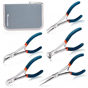 Набор мини-плоскогубцев SPEEDWOX 5 шт. с чехлом, включая плоскогубцы, торцевые кусачки, изогнутые плоскогубцы с длинным носом, диагональные плоскогубцы, плоскогубцы с игольчатым носом для рукоделия, ремонта - Фото 1