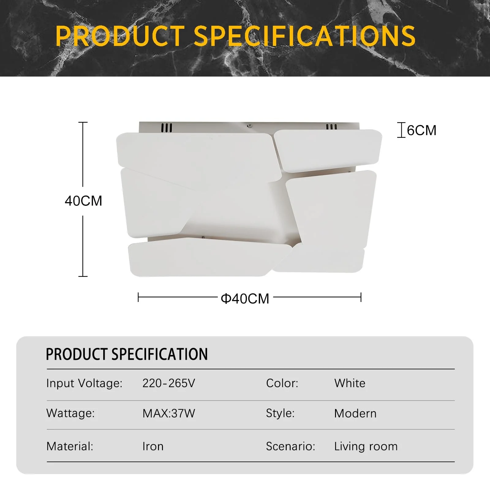 Світильник стельовий ZenithBeam LED для спальні Пульт Дистанційного Керування Квадратний Метал Білий Матовий 37 Вт 40 см, фото №6