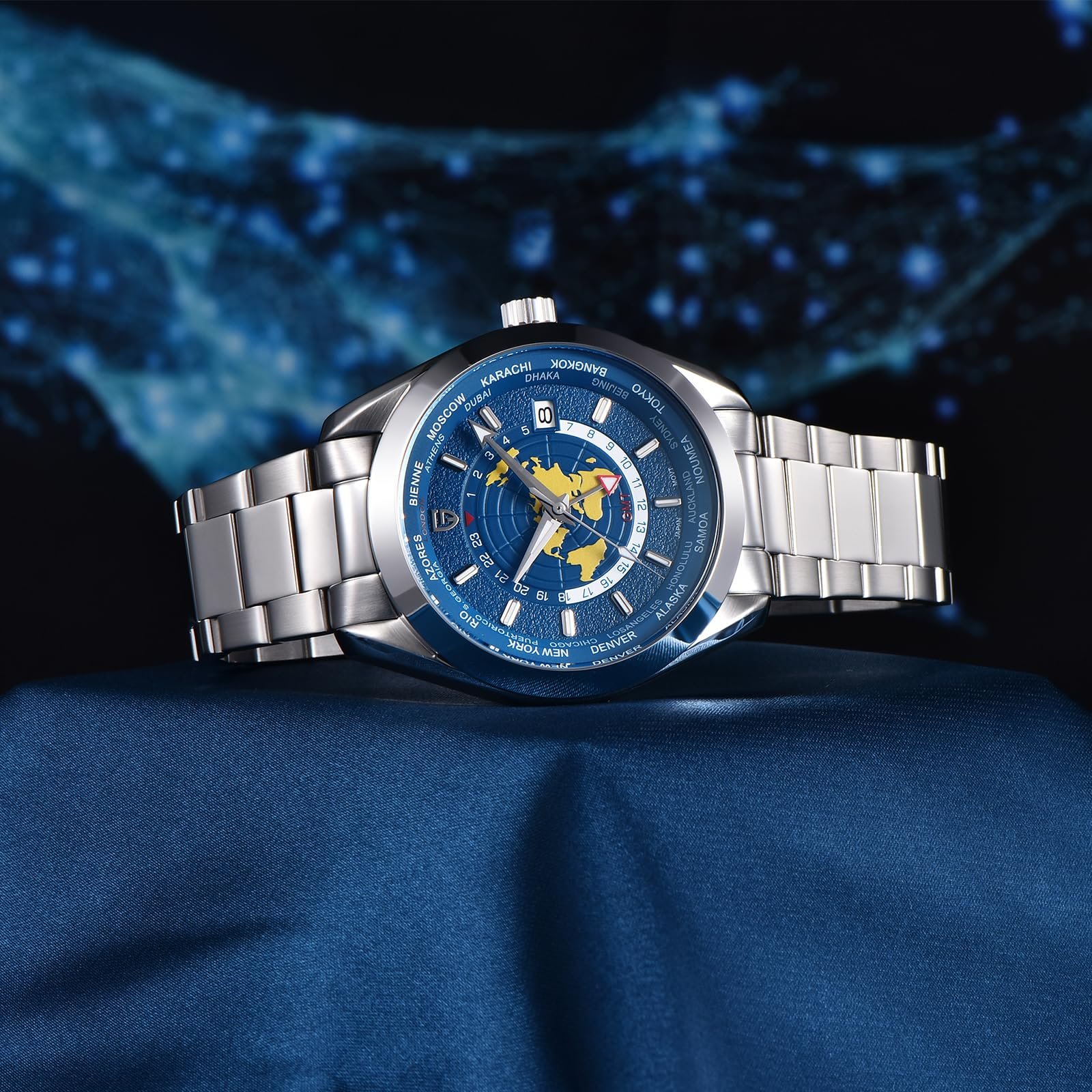 Годинник Pagani Design 1788 GMT Automatic для Чоловіків Нержавіюча Сталь 100 м Водонепроникний, фото №3