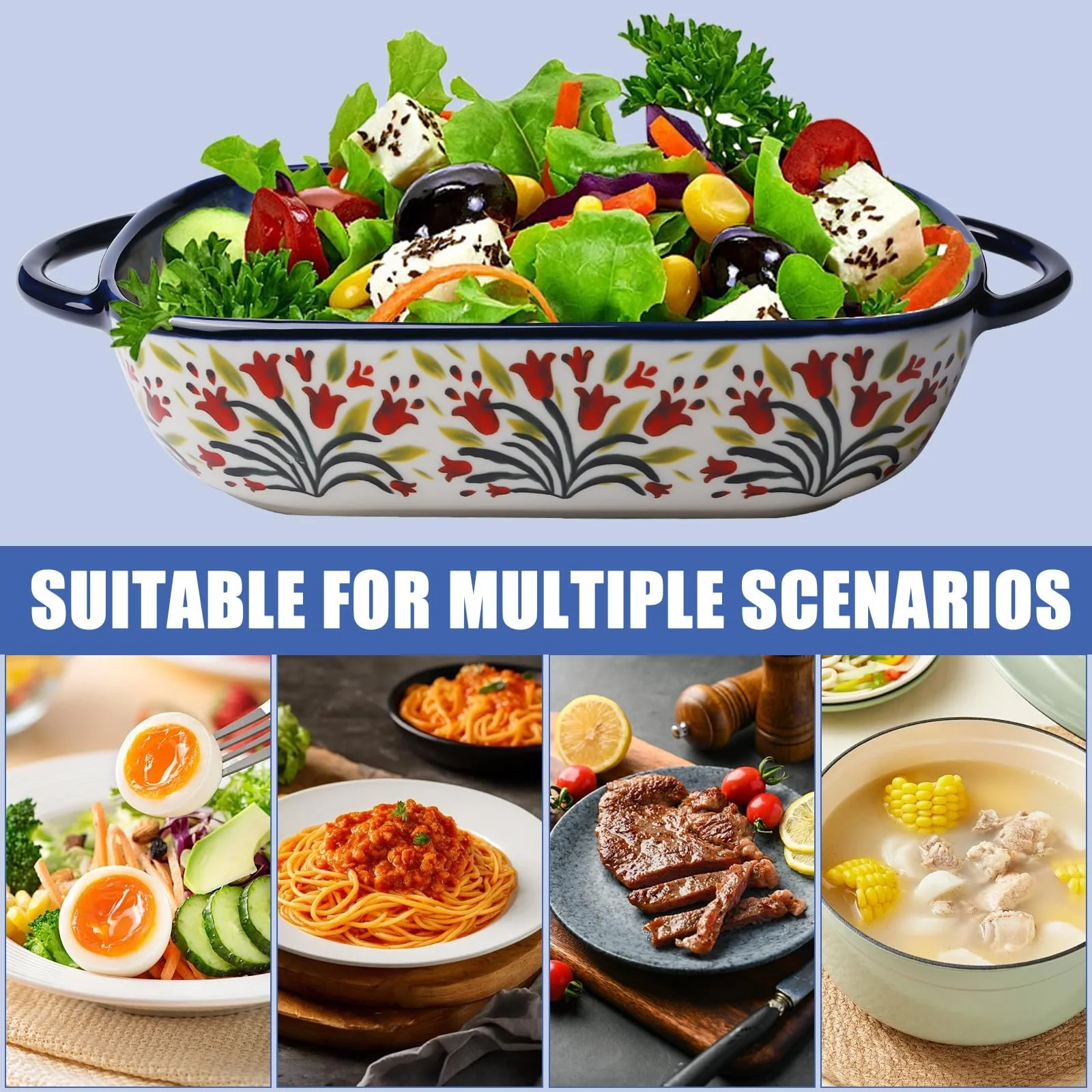 Форма для запекания керамическая прямоугольная для лазаньи с ручками 23,5 x 13 x 5 см, фото №7