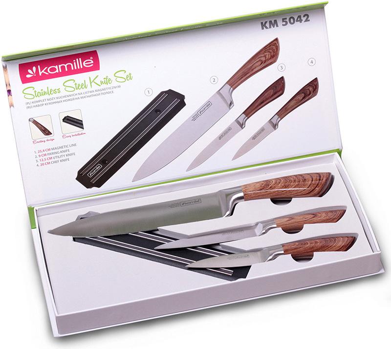 Набір 3 кухонні ножі Kamille Aubrieta на магнітній планці, фото №3 Набір 3 кухонні ножі Kamille Aubrieta на магнітній планці, фото №3