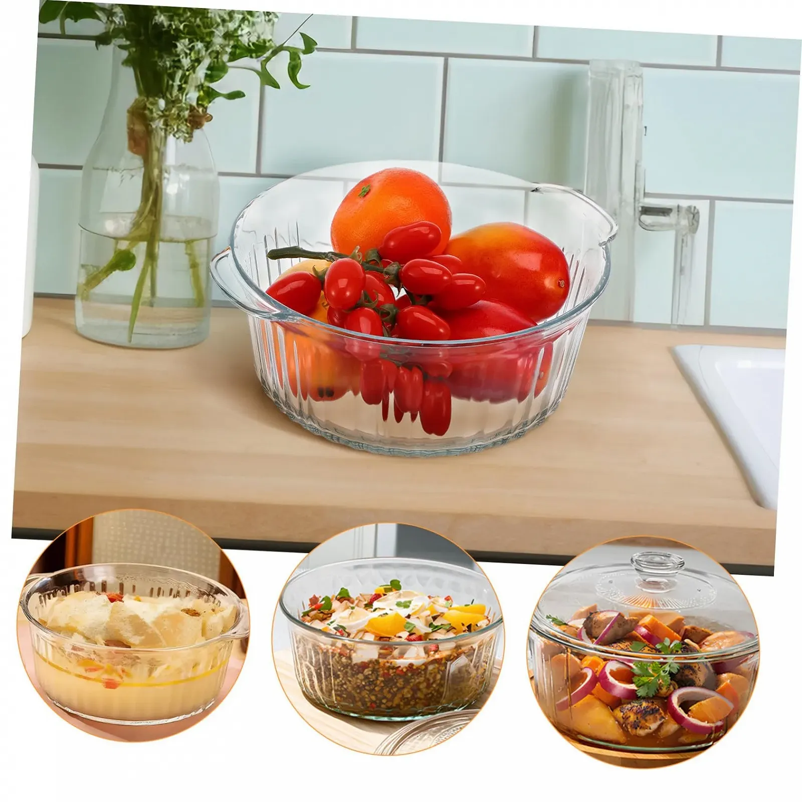 Кастрюля для запекания Ipetboom круглая боросиликатное стекло с крышкой, фото №9 Кастрюля для запекания Ipetboom круглая боросиликатное стекло с крышкой, фото №9