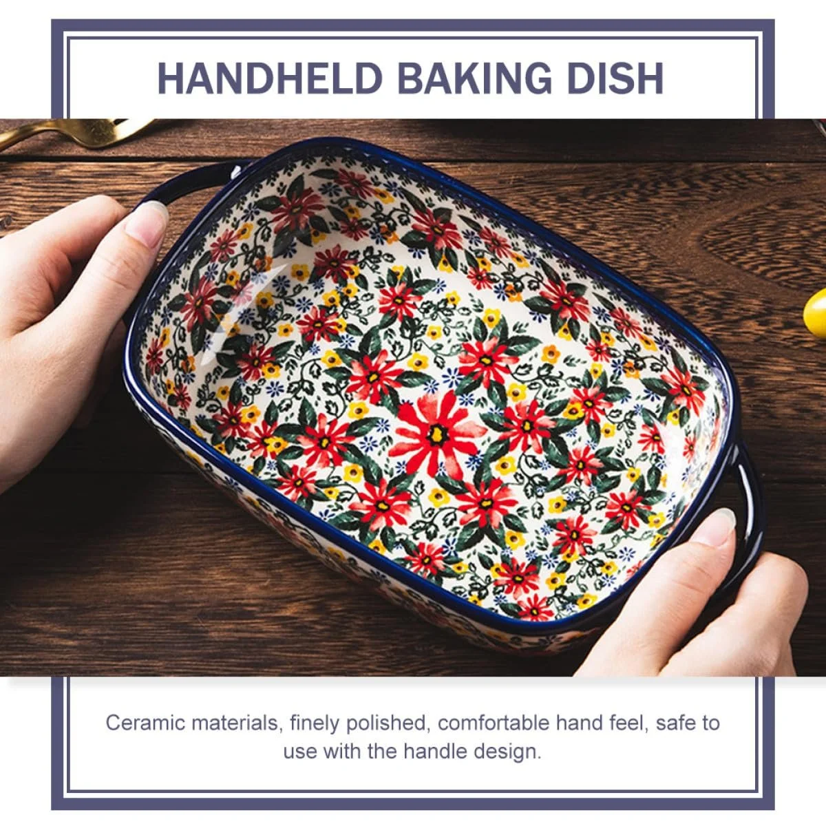 Форма для запекания керамическая прямоугольная с цветочным узором большая, фото №6 Форма для запекания керамическая прямоугольная с цветочным узором большая, фото №6