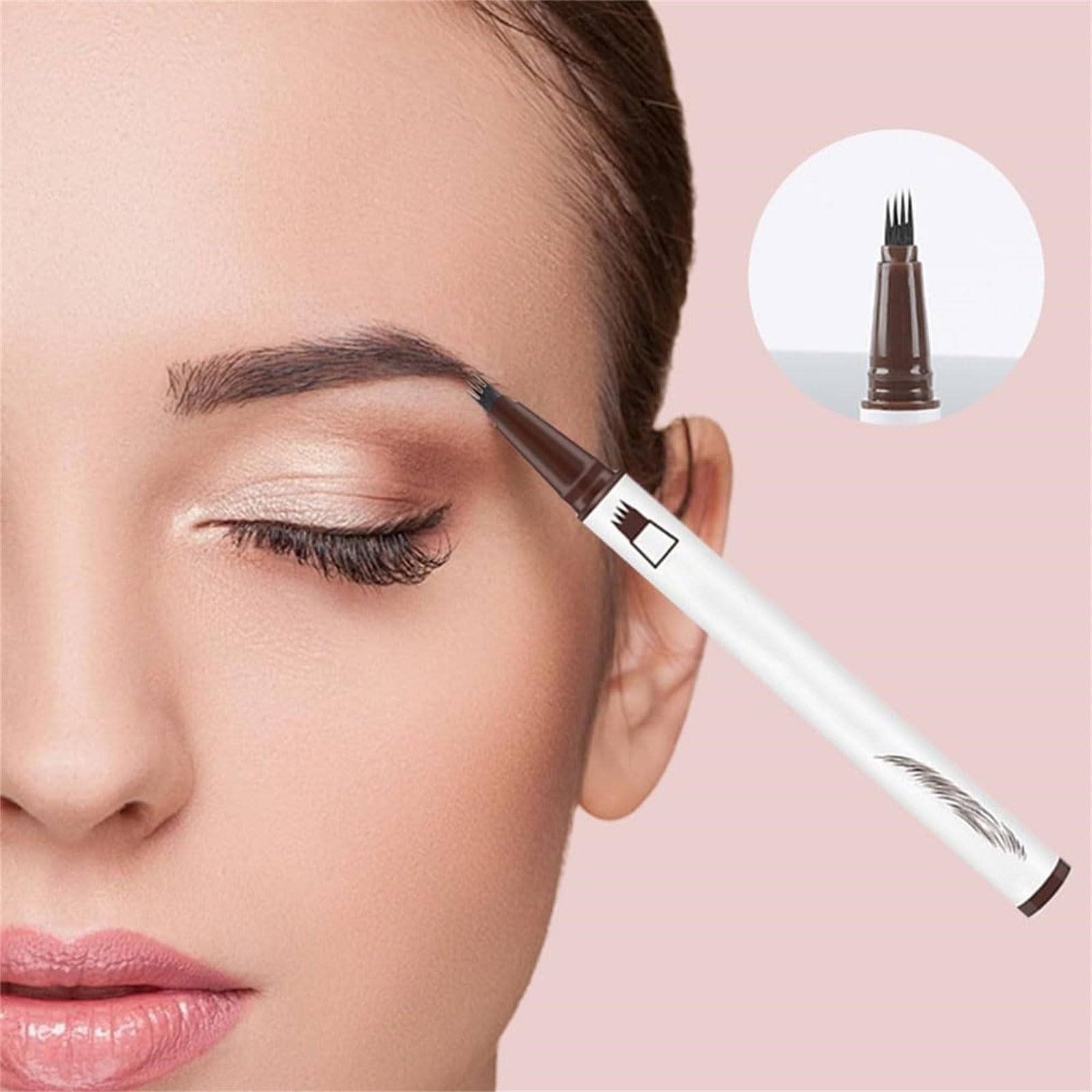 Набір пудра для брів Blonde 2024 олівець контурний олівець 4-насадки олівець для брів щіточка Microbade для натуральних брів (F, Один розмір), фото №4