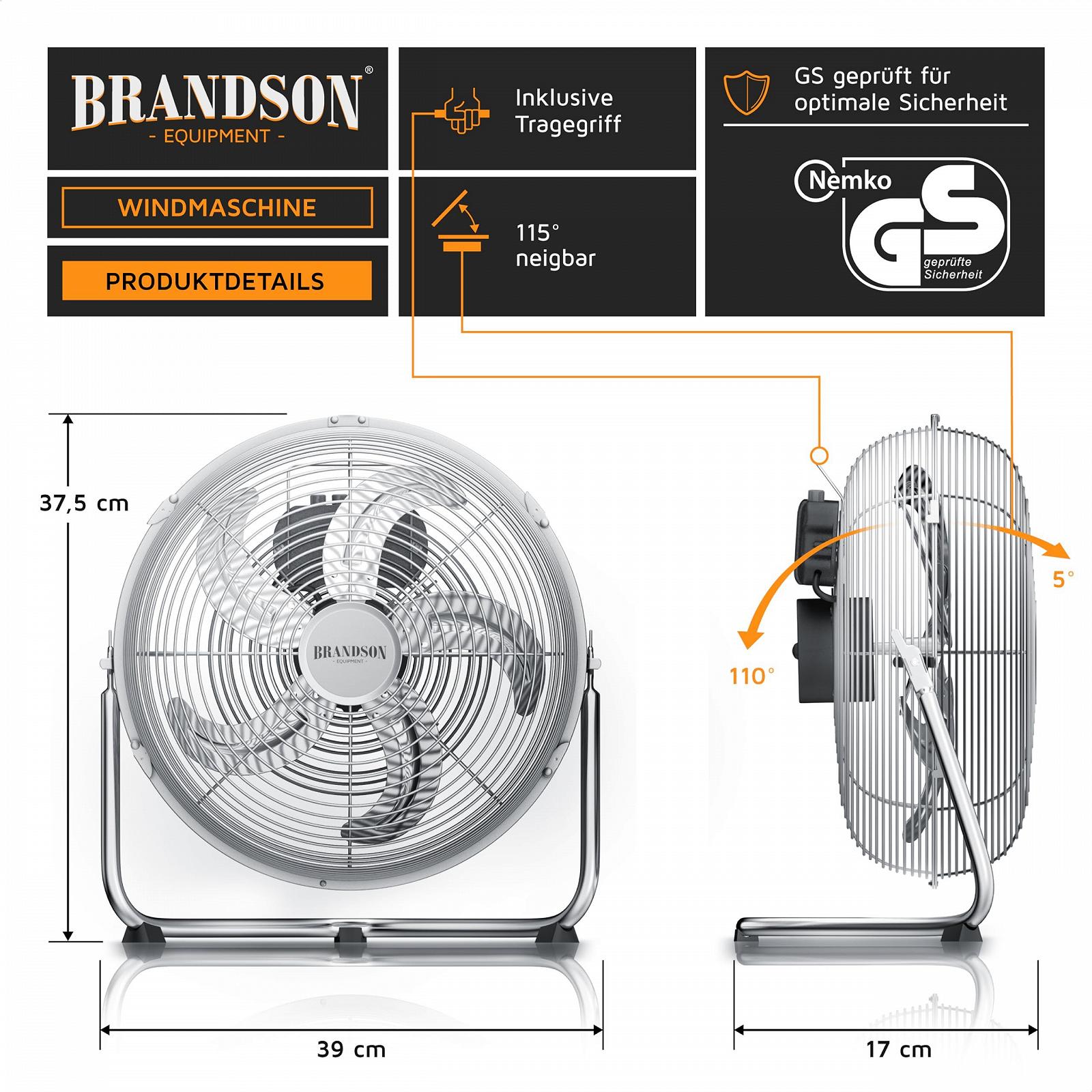 Вентилятор напольный Brandson Retro, 30 см, серебристый, фото №3