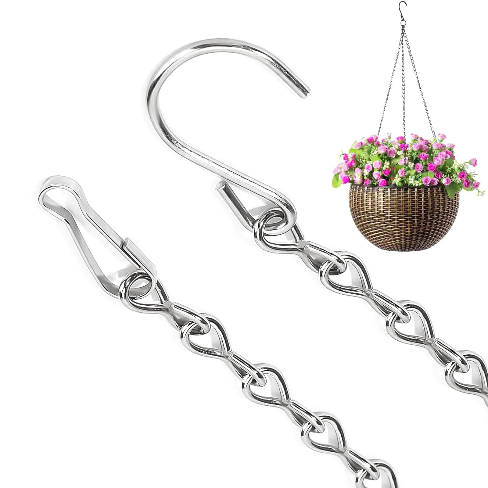 Ланцюжки для підвісних кошиків ACONDE 6 шт. 50 см металеві, фото №4 Ланцюжки для підвісних кошиків ACONDE 6 шт. 50 см металеві, фото №4