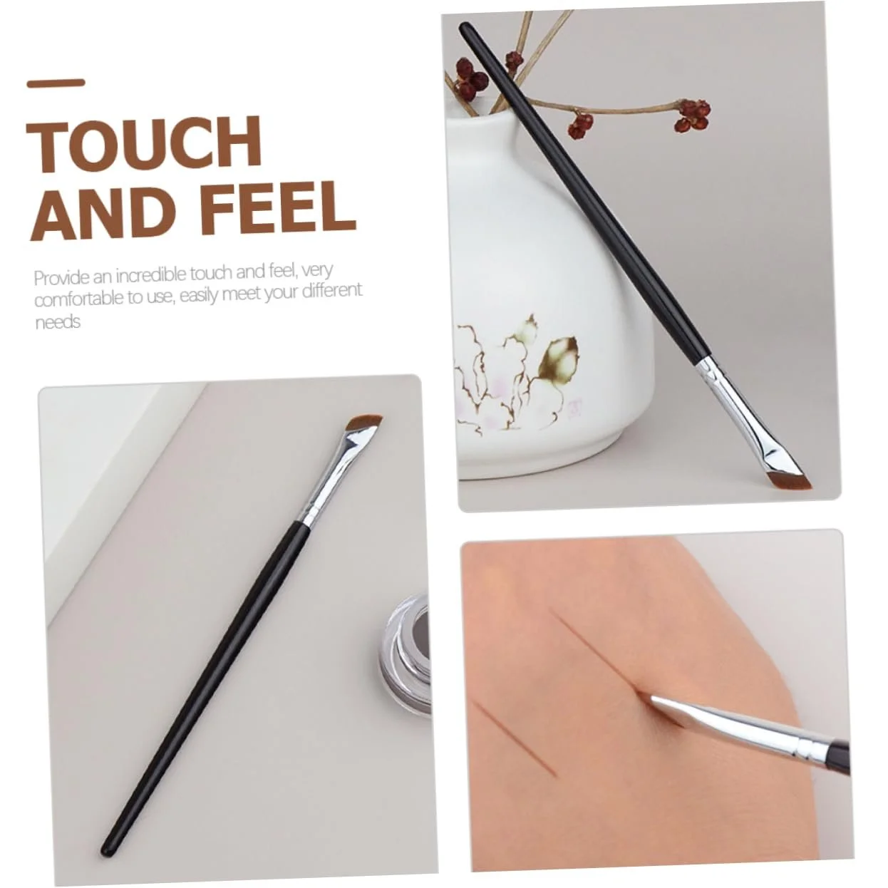 Пензлі Housoutil для брів, для макіяжу, для консилера, плоский, тонкий, для підводки, скошений, 6 шт., фото №6