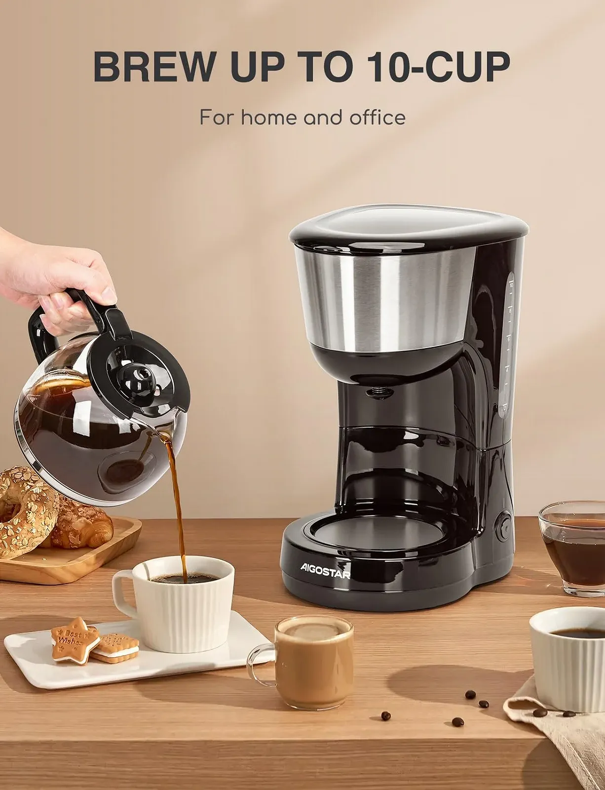 Фильтр-кофеварка Aigostar 1000 Вт 1.25 л Черный, фото №7