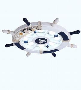 Светильник COCOL Mediterranean 110V-220V E27 Детский Светодиодный Деревянный Штурвал 62 x 8 см Трехцветный Свет - Фото 1